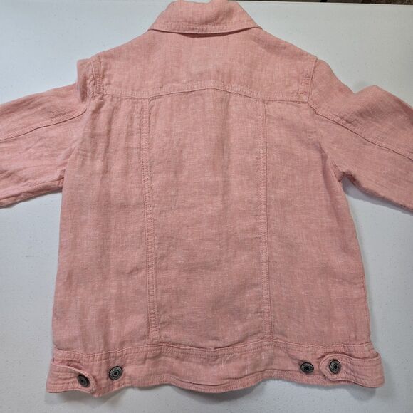 Jones New York Shacket 100% Linen Red Women's SZ S Lightweight Coastal Pockets - Picture 3 of 8